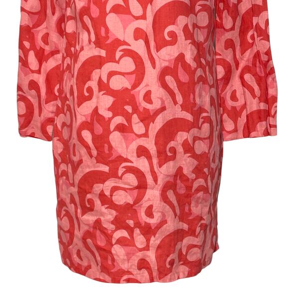 Sail to Sable Linen Tunic Dress in Salmon Color Print SZ M - Picture 3 of 8